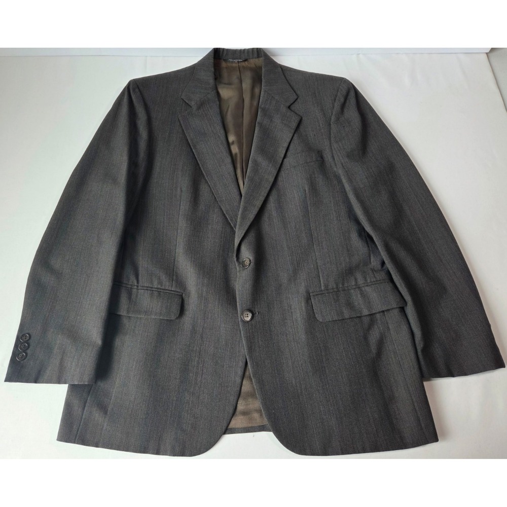 Botany 500 Couture Mens Suit 42R 36x30 Gray Wool 2 Pc Blazer Pants USA